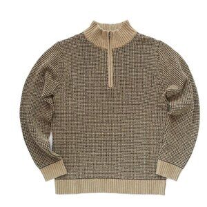 Candy & Caviar Khaki Recycled Blend Mockneck Quarter-zip Sweater - Size S